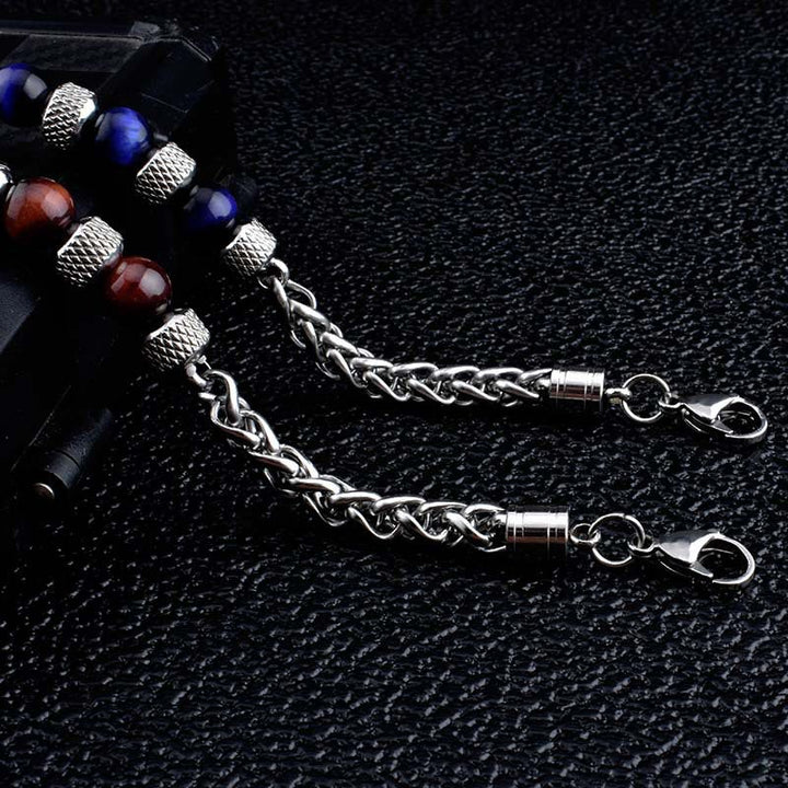 Buddha Stones Bracciale coraggio con perline in occhio di tigre e onice nero - image 13