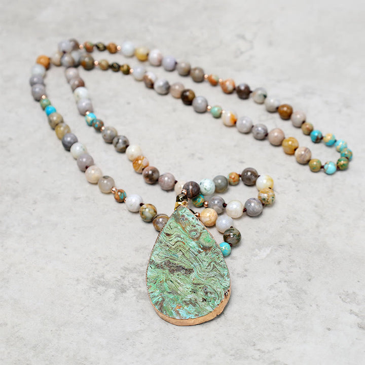 Collana di perline di guarigione in diaspro Picasso naturale dell'oceano Buddha Stones - image 5