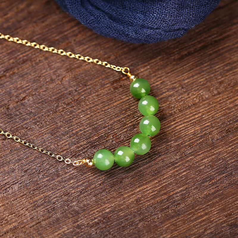 Collana con ciondolo portafortuna in giada ciano Hetian placcata in oro 14k