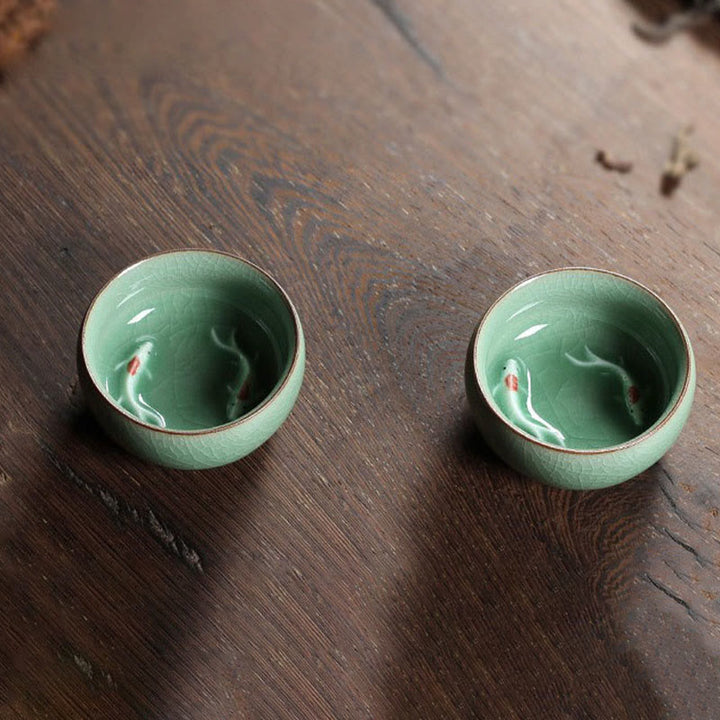 Buddha Stones Koi Fish colorato Tazza da tè in ceramica Kung Fu Tazza da tè Ciotola - image 27