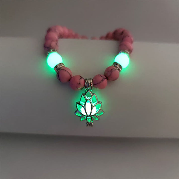 Braccialetto di protezione con perline luminose in pietra luminosa turchese tibetano Buddha Stones