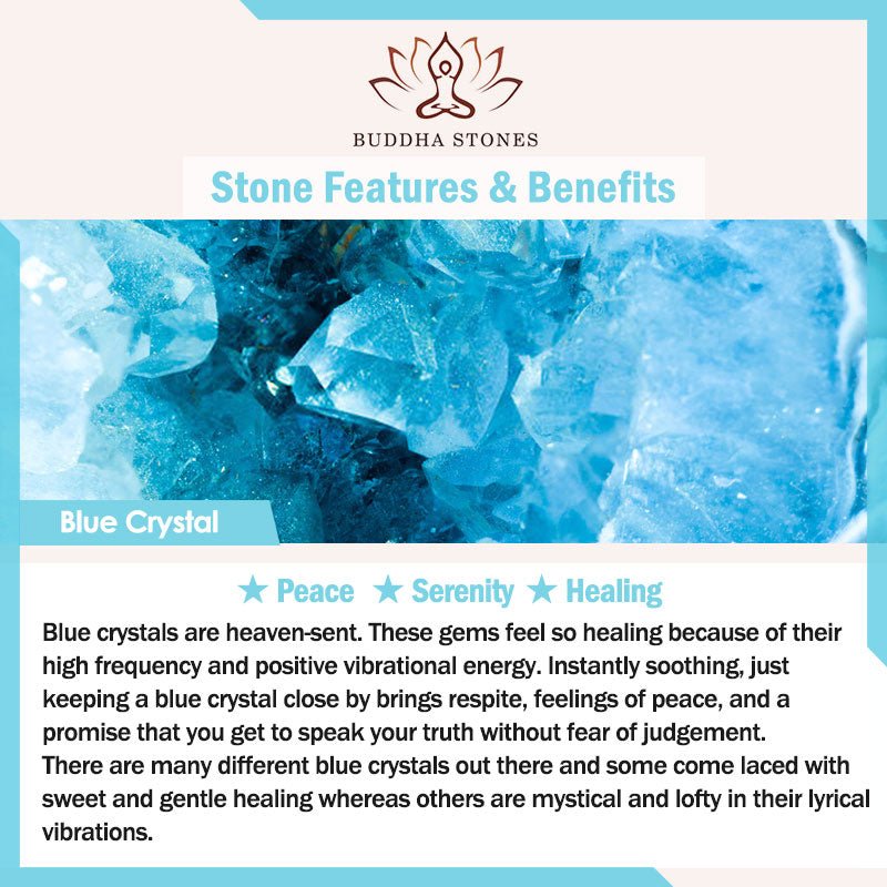 Buddha Stones 108 Perle Bracciale Mala di Cristallo Blu per Guarigione