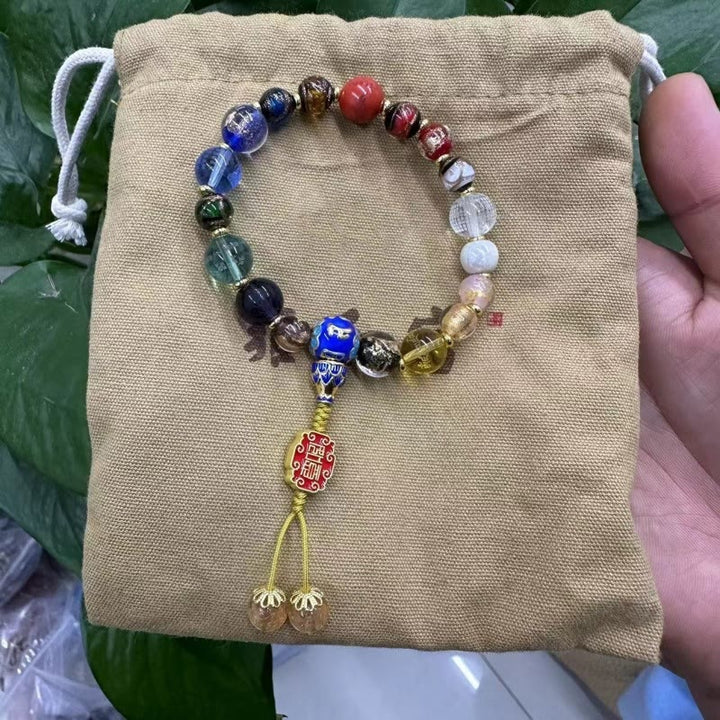 Buddha Stones Tibetano Incenso Colorato Cenere Perline di Vetro Liuli Om Mani Padme Hum Dorje Vajra 18 Perline Polso Mala