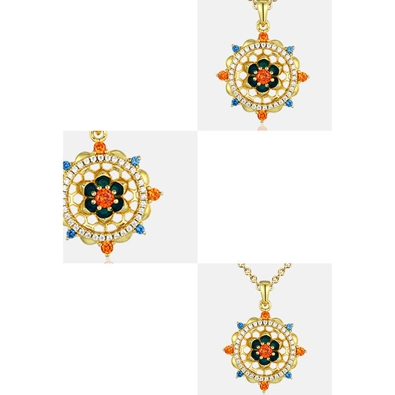 Collana con ciondolo Buddha Stones in argento sterling 925 con fiore di loto e zircone colorato, nuovo inizio - image 5