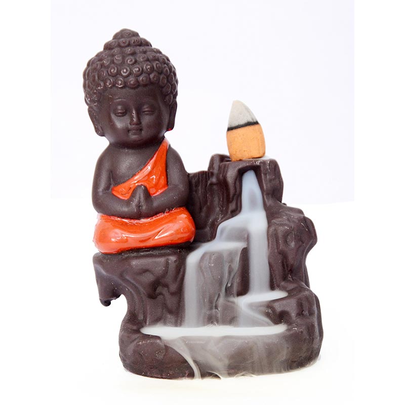 Buddha Stones Backflow Fumo Fontana Ceramica Benedizione Bruciatore Incenso Decorazione