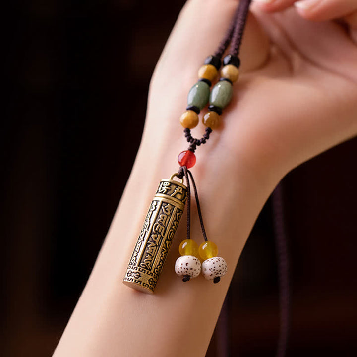 Buddhastoneshop Tibet Om Mani Padme Hum Agata Shurangama Sutra Collana con pendente di protezione - image 11