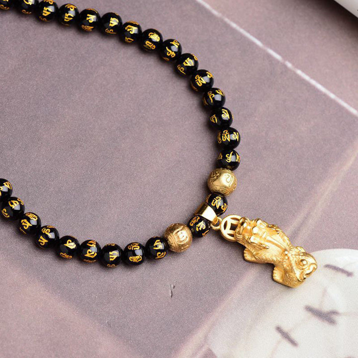Collana di ricchezza PiXiu in ossidiana FengShui
