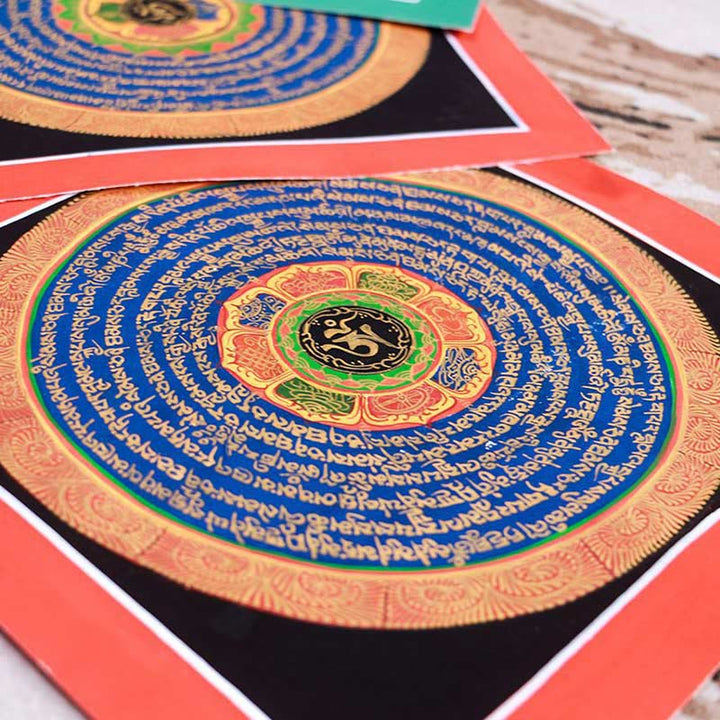 Dipinto Thangka tibetano fatto a mano, benedizione Thangka, scatola cieca, motivo a colori casuali