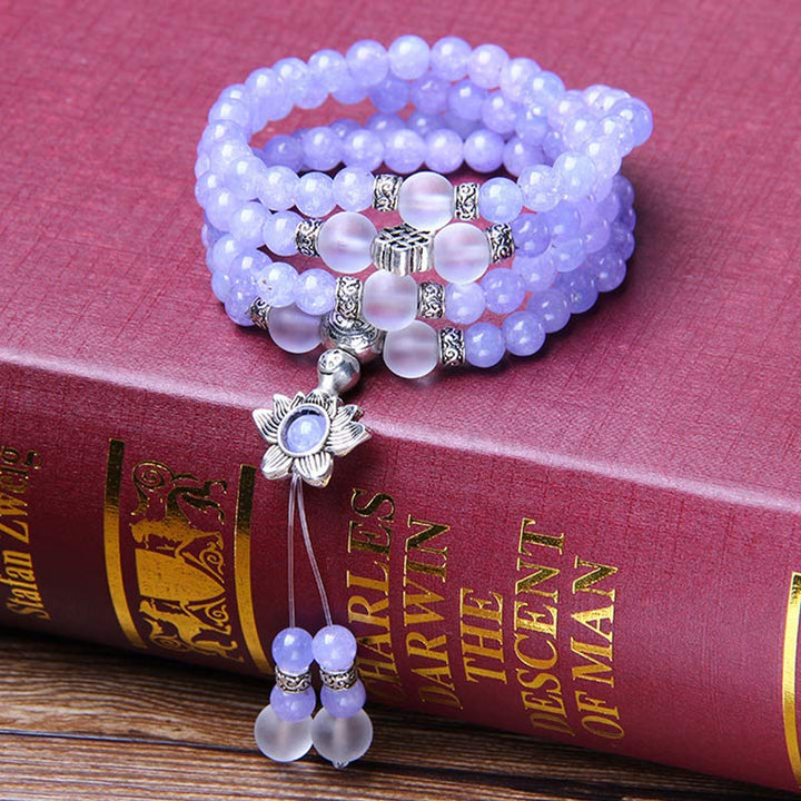 Braccialetto Mala con perline di diaspro viola Buddha Stones Strength