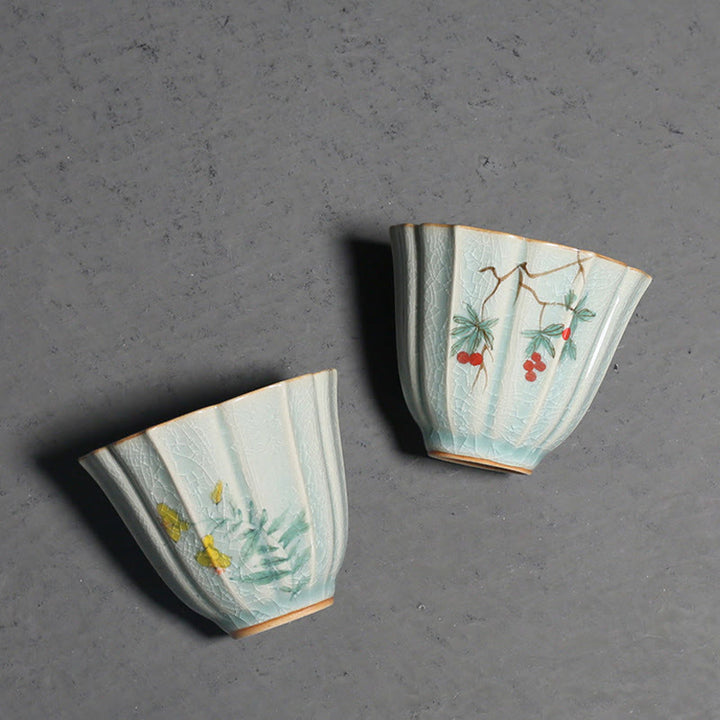Buddha Stones Nespolo giapponese Corniolo Biancospino Morning Glory Tazza da tè in ceramica Tazza da tè Kung Fu