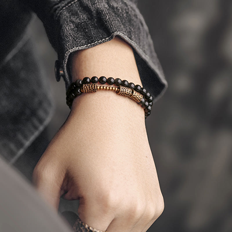 Bracciale Buddha Stones Rainbow Obsidian Copper Love Double Wrap