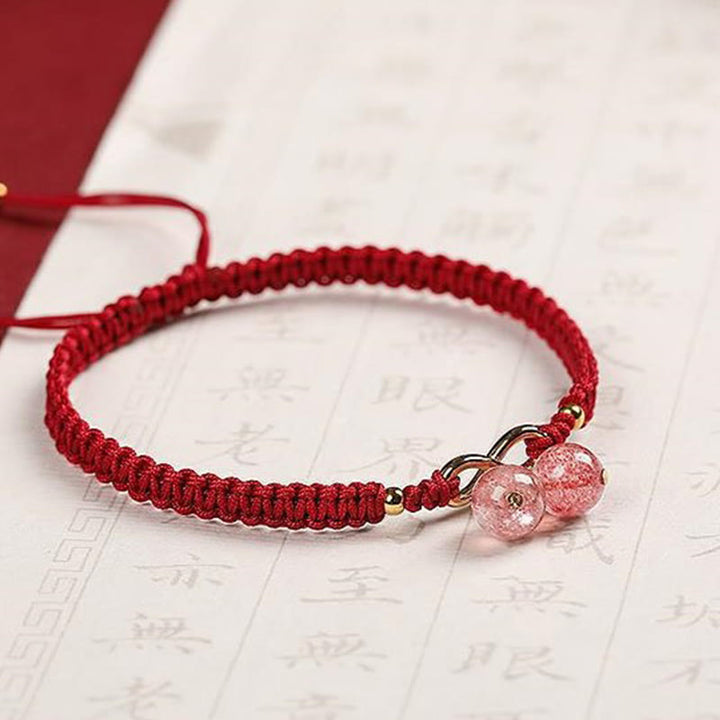 Braccialetto positivo con perline fantasma verde ametista e quarzo fragola naturale Buddha Stones