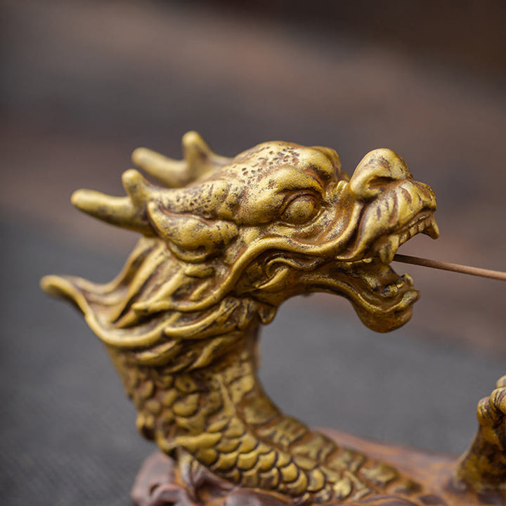 Decorazione bruciatore di incenso in ceramica con bastoncino di protezione del drago Buddha Stones
