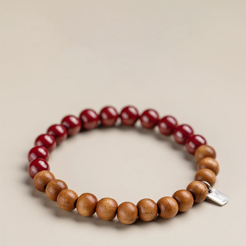 Bracciale Buddha Stones in argento sterling 925, legno di pesca, cinabro, allontana gli spiriti maligni - image 8
