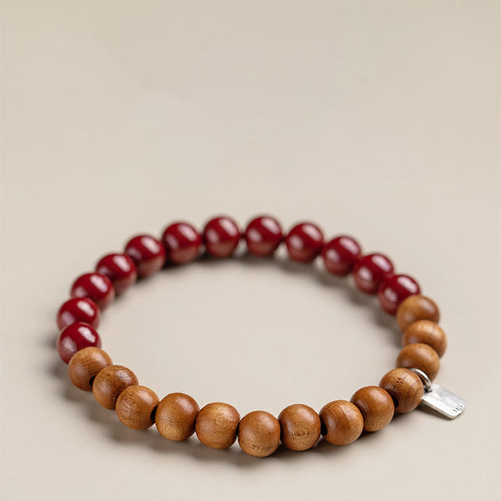 Bracciale Buddha Stones in argento sterling 925, legno di pesca, cinabro, allontana gli spiriti maligni - image 8
