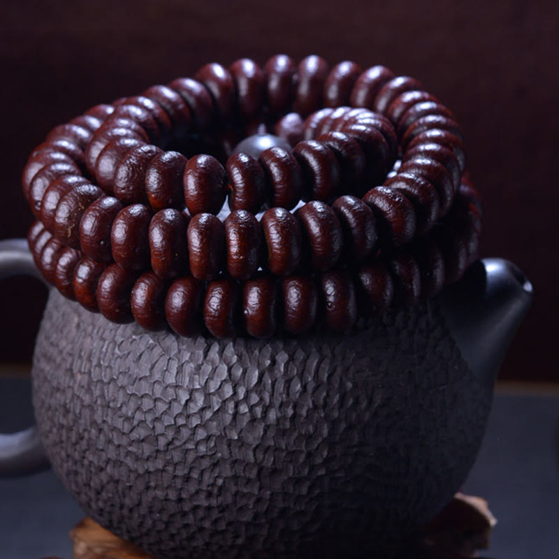 Buddha Stones Tibet naturale 108 Mala Beads Purple Bodhi Seed Bracciale della ricchezza