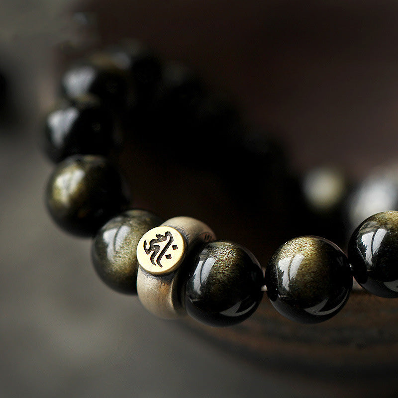Braccialetto purificante in ossidiana con Buddha Stones e zodiaco cinese - image 12