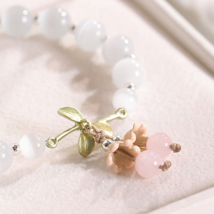Bracciale con ciondolo Buddha Stones Cat's Eye, Aventurina verde, Calcedonio blu, Cristallo rosa, Orchidea della pace - image 4
