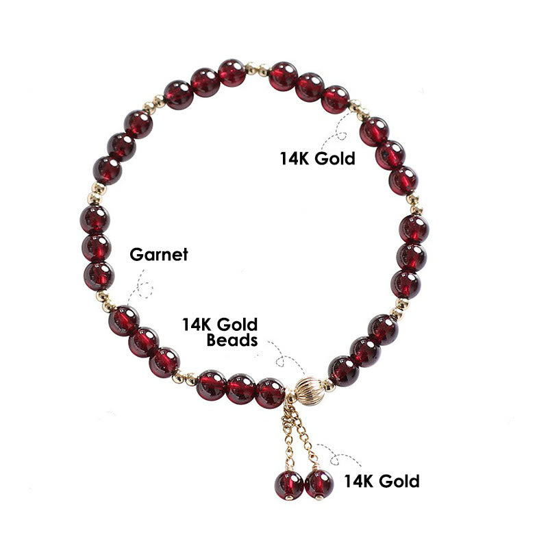 Bracciale Buddha Stones in lega placcata oro 14K con granato naturale e calma - image 9