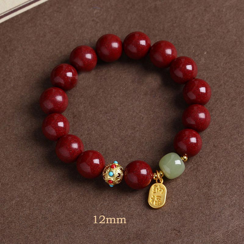 Braccialetto con ciondolo di protezione della fortuna in avventurina verde cinabro Buddha Stones