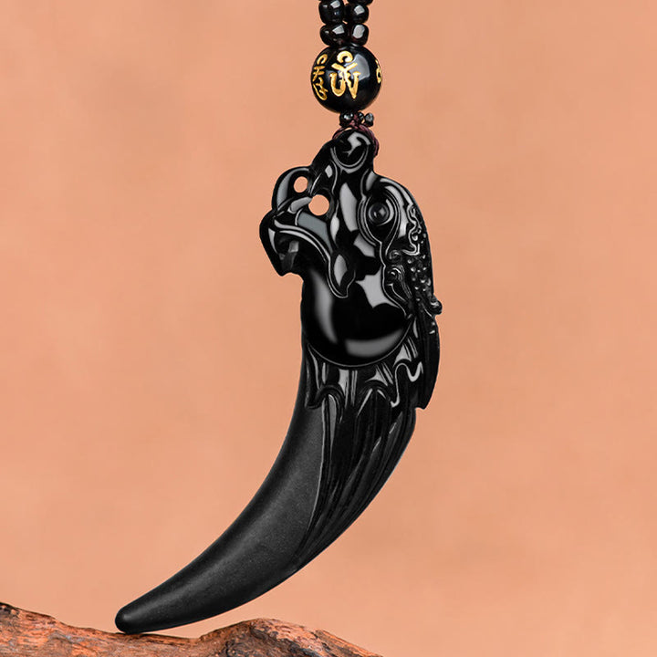 Collana con ciondolo di protezione con motivo a dente di drago dello zodiaco cinese in giada nera naturale Buddha Stones - image 4