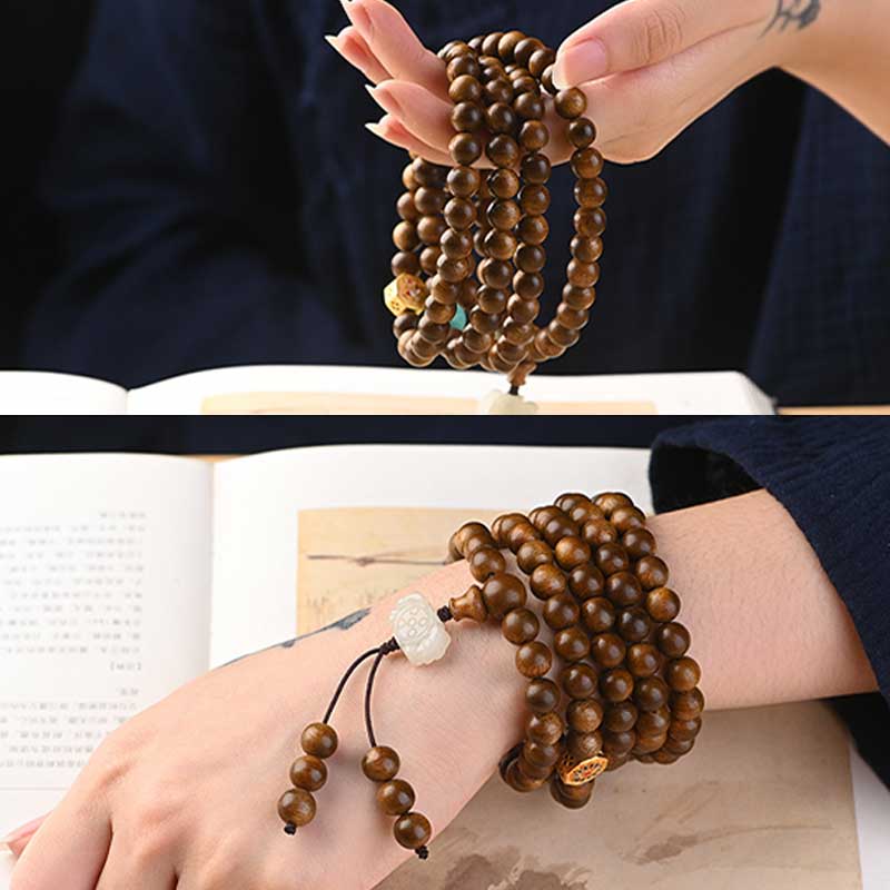 Braccialetto di protezione e calma in palissandro tibetano Buddha Stones Mala