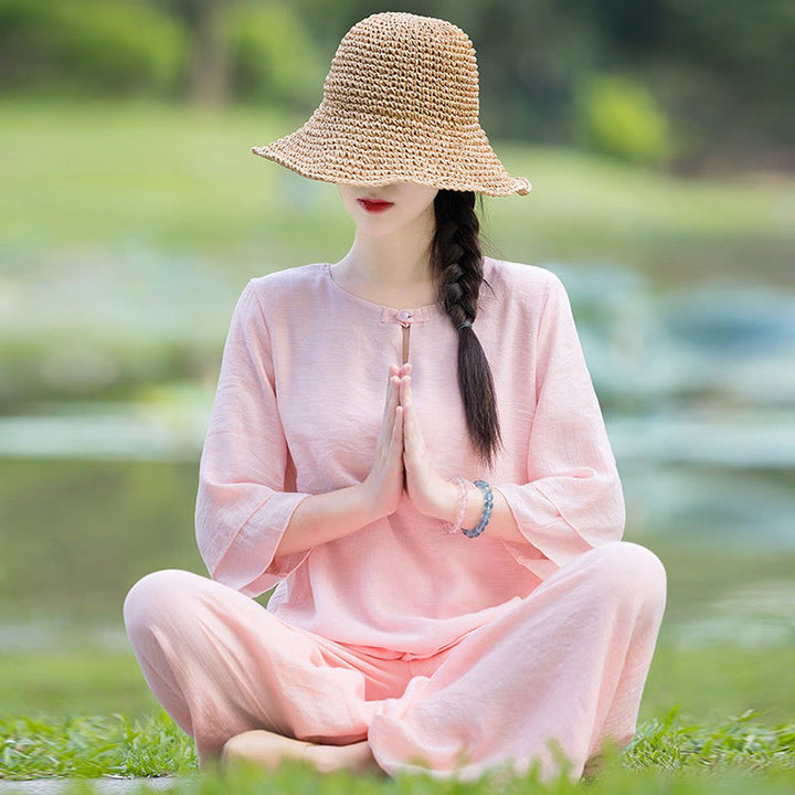 Completo da donna per Tai Chi, meditazione, preghiera, pratica spirituale zen mattutina. - image 18