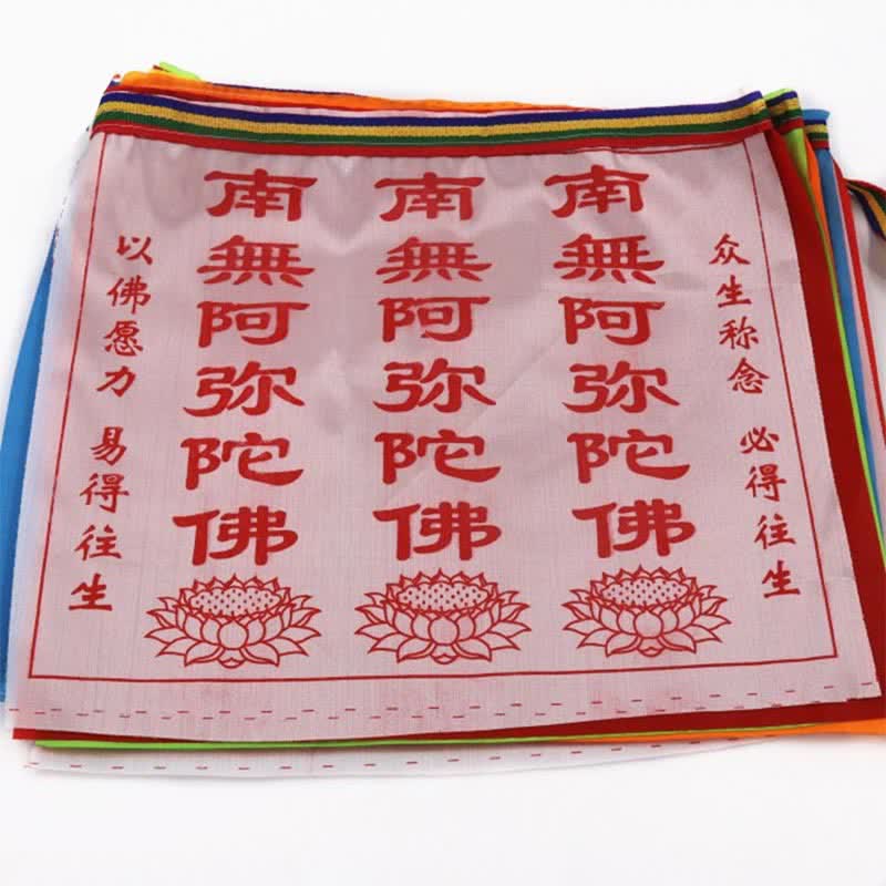 Buddha Stones Bandiera di preghiera tibetana a 7 colori con cavallo a vento e loto di buon auspicio per esterni, 21 pezzi. - image 23