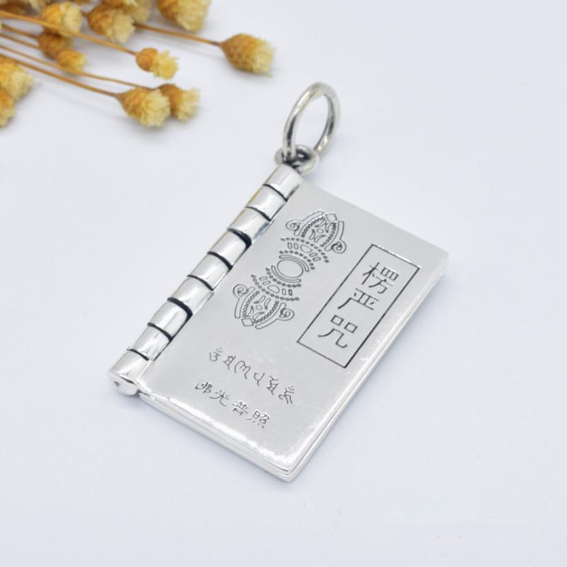 Buddha Stones 990 Argento Sterling Cuore Sutra Grande Compassione Shurangama Mantra Loto Vajra Collana Pendente Pace - Mantra Shurangama - image 10