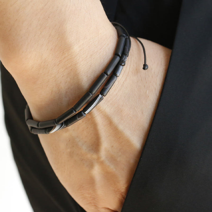 Braccialetto di protezione e supporto con perline di onice nero Buddha Stones