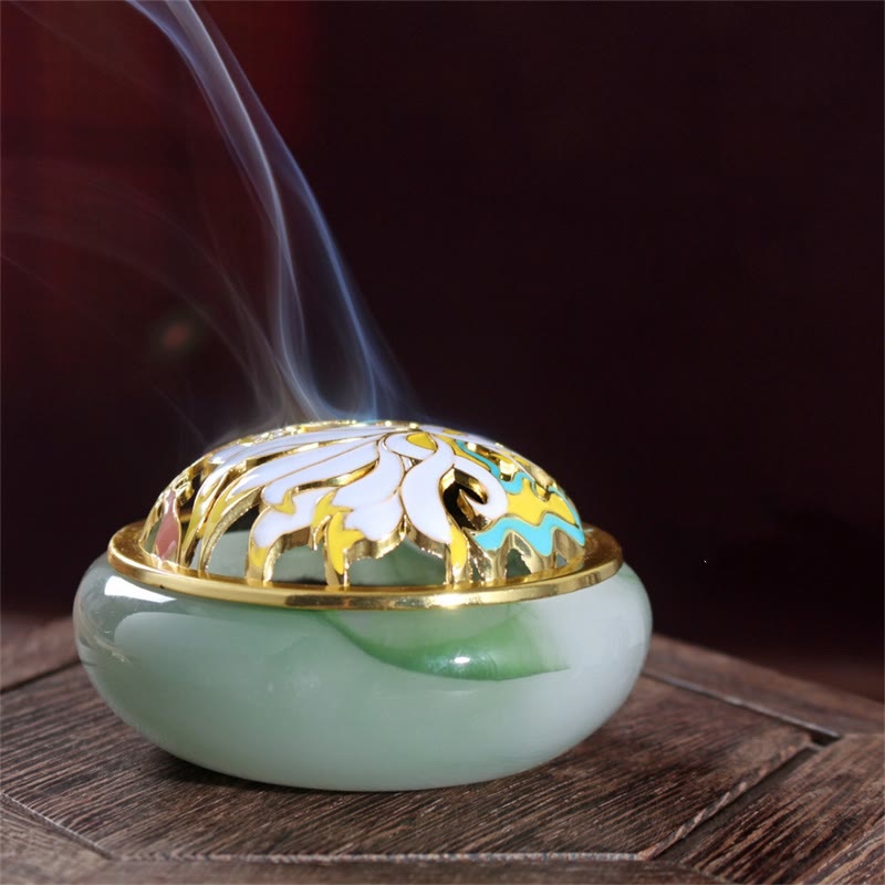 Buddha Stones Volpe a nove code Liuli Cristallo curativo Meditazione Bruciatore di incenso