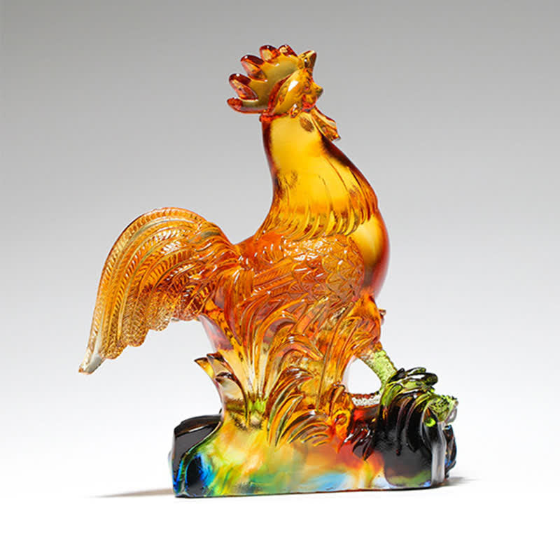 Decorazione per la casa fatta a mano in cristallo Liuli, raffigurante un gallo. - image 3