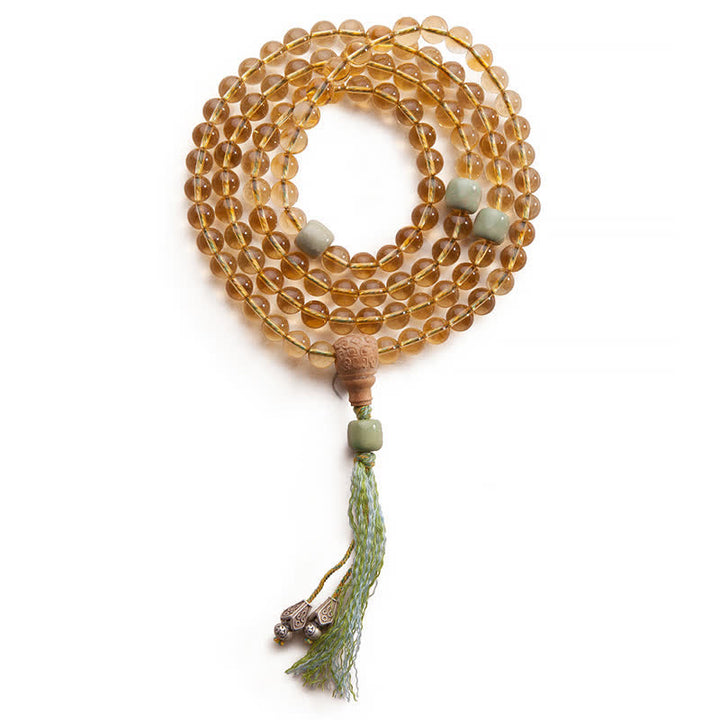 Buddha Stones 108 Mala Beads 925 Sterling Silver Citrino Sandalo Turchese Protezione Bracciale Prosperità - image 23