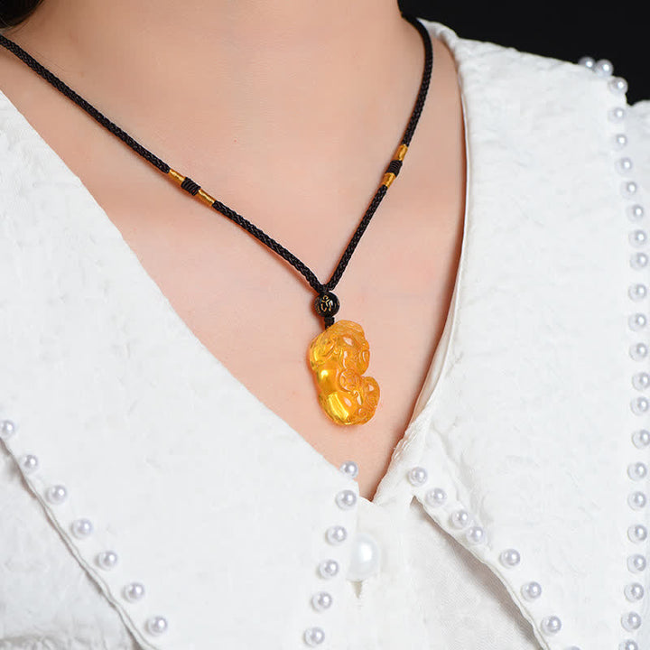 Collana con ciondolo Buddha Stones FengShui Citrine PiXiu Wealth - image 3