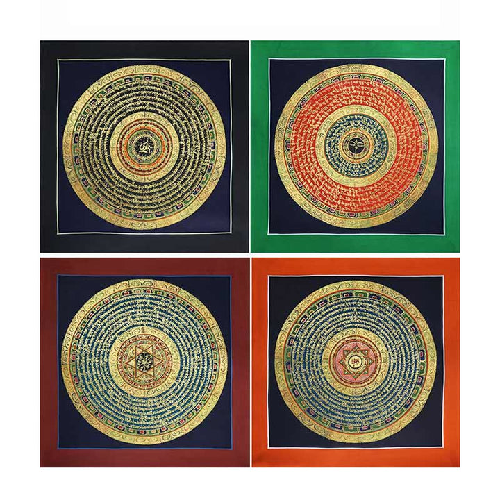 Dipinto Thangka tibetano fatto a mano, benedizione spirituale, scatola cieca, motivo a colori casuali