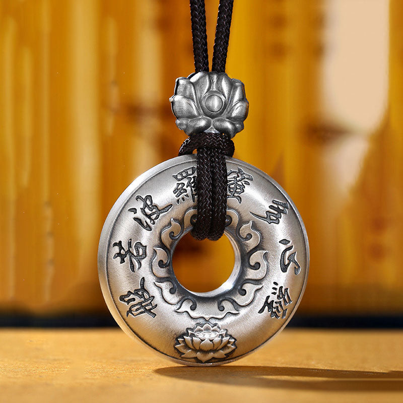 Collana con ciondolo a forma di fibbia della pace con cuore in argento sterling 999, Buddha Stones - image 4