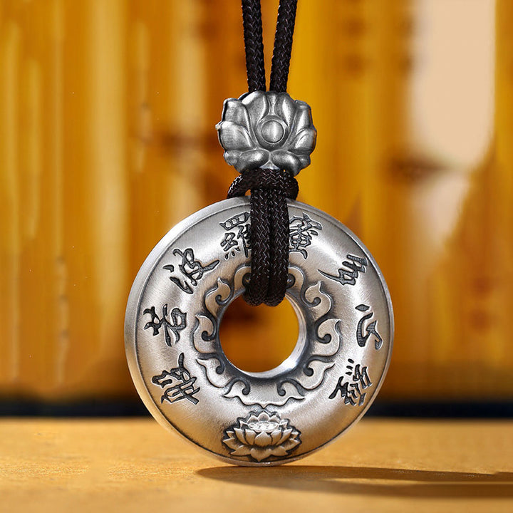 Collana con ciondolo a forma di fibbia della pace con cuore in argento sterling 999, Buddha Stones - image 4