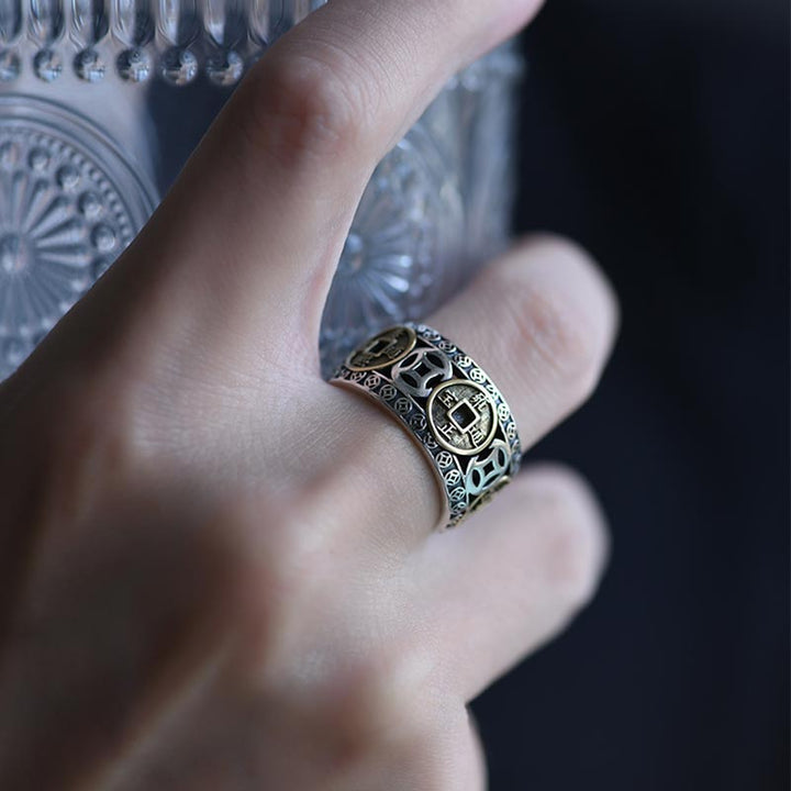 Anello regolabile con equilibrio di cinque monete dell'imperatore Buddha Stones - image 5