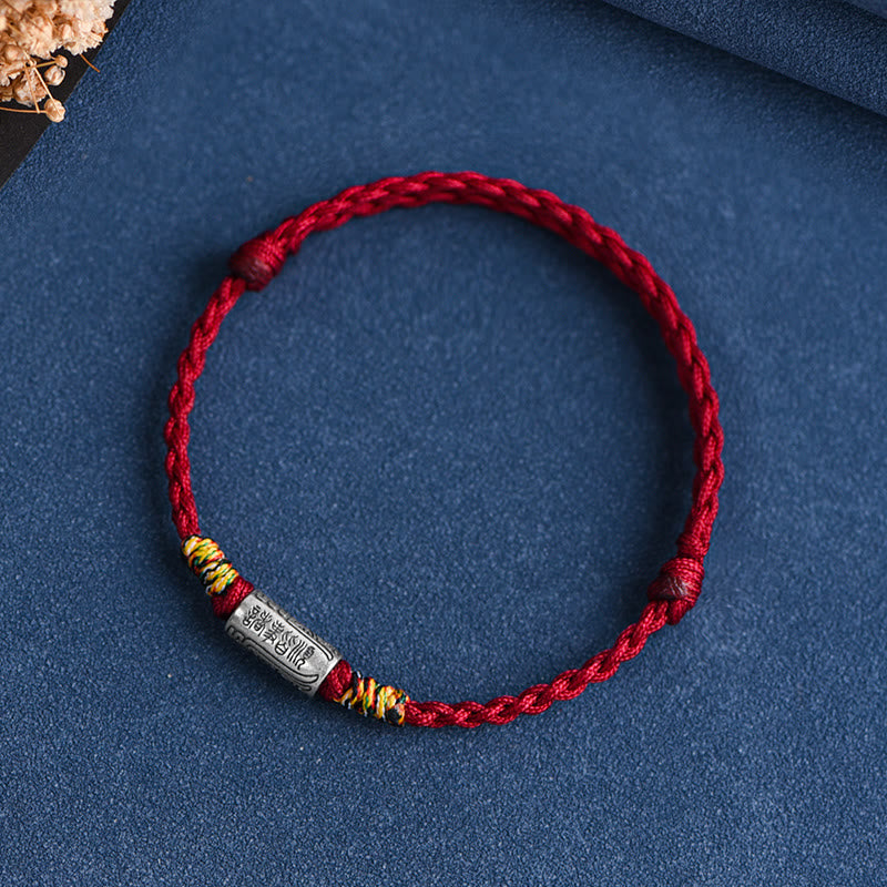 Buddha Stones Bracciale Cavigliera in Argento Sterling 925 Fatto a Mano Tutto Va Bene Design Protezione Forza - Cavigliera (circonferenza 18-30 cm) - corda rosso scuro - image 24
