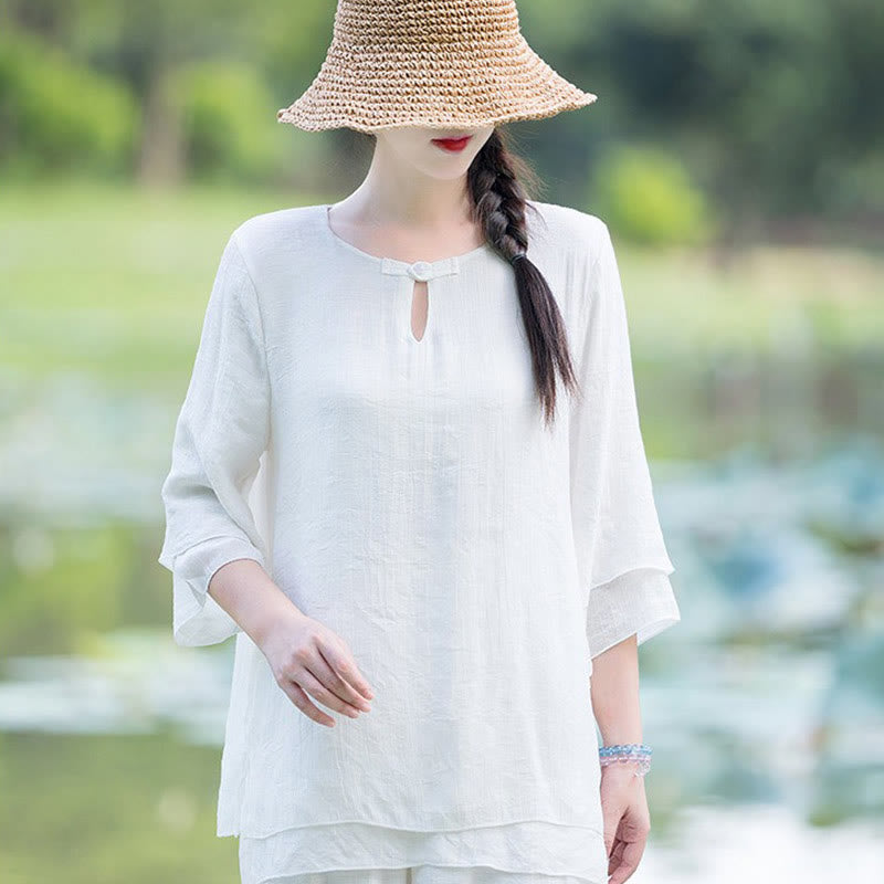 Completo da donna per Tai Chi, meditazione, preghiera, pratica spirituale zen mattutina. - image 10