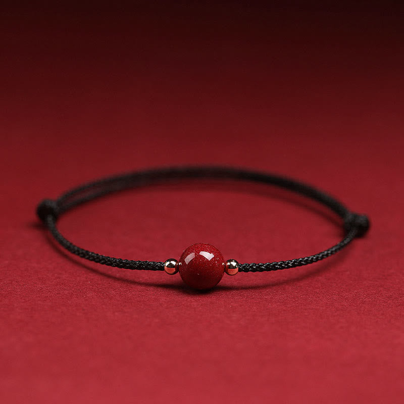 Braccialetto alla caviglia con cordino di benedizione in perline di cinabro fortunato naturale Buddha Stones
