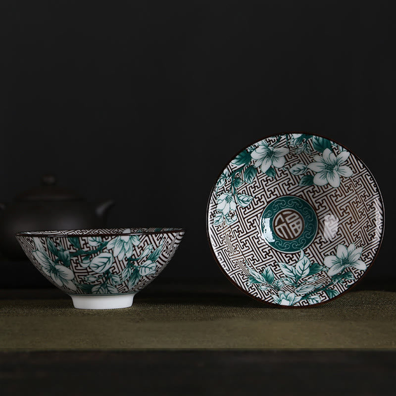 Buddha Stones Fiori Fu Carattere Montagne Loto Fiori di ciliegio Tazza da tè in ceramica Tazza da tè Kung Fu