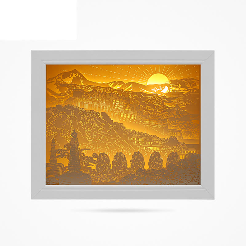 Lampada da tavolo a LED creativa con luci notturne in carta intagliata a LED del palazzo del Potala del Tibet - Sole nascente - image 14