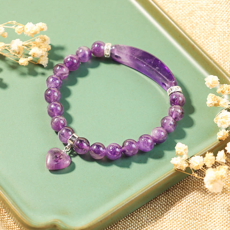Braccialetto di perline curative con cuore d'amore in quarzo naturale Buddha Stones