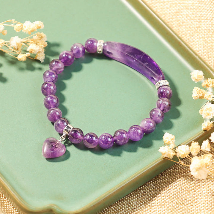 Braccialetto di perline curative con cuore d'amore in quarzo naturale Buddha Stones