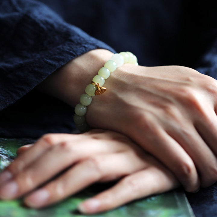 Buddha Stones Bracciale regolabile Jade Lotus Abundance - image 4