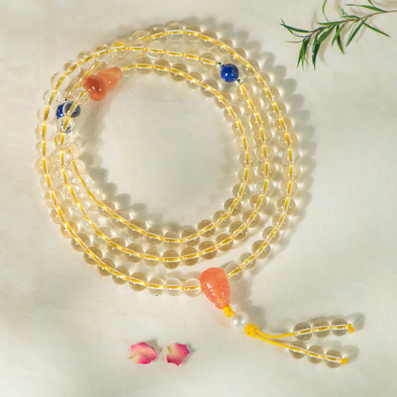 Buddha Stones 108 Mala Beads 925 Sterling Silver Natural Citrine Red Agate White Jade Braccialetto con ciondolo della prosperità
