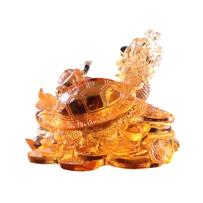 Buddha Stones Feng Shui Drago Tartaruga Monete Fatto a Mano Cristallo Liuli Fortuna Pezzo d'Arte Decorazione per Casa Ufficio - image 19