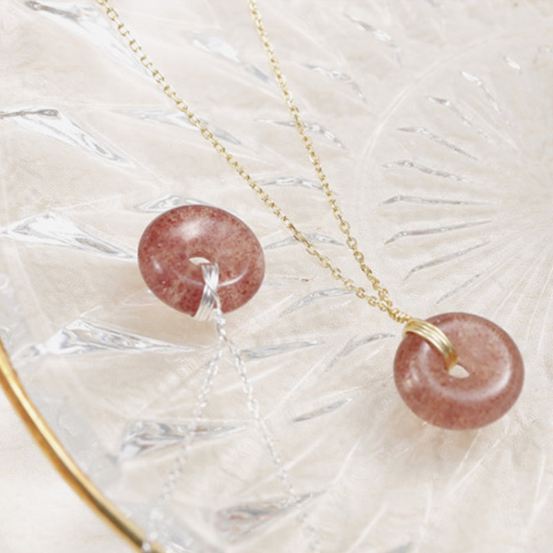 Collana positiva di guarigione al quarzo fragola in argento sterling 925 Buddha Stones - image 11