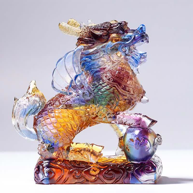 Feng Shui Kirin Fatto a mano Liuli Cristallo Arte Pezzo Fortuna Casa Ufficio Decorazione - image 1